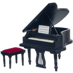 PIANO W/STOOL/BLACK