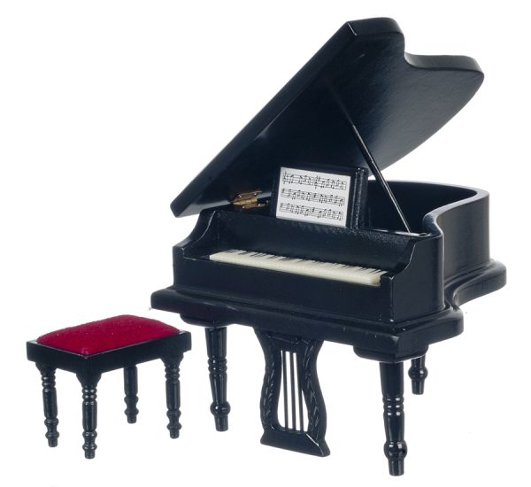 PIANO W/STOOL/BLACK