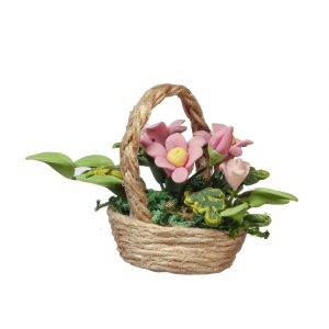 PINK FLOWERS IN BASKET