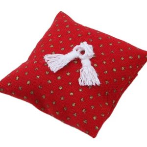 PILLOW/RED/GOLD DOTS