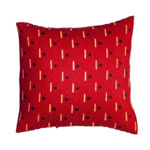 PILLOW/DARK RED W/DESIGN