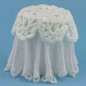 LACE TOP SKIRTED TABLE/WH