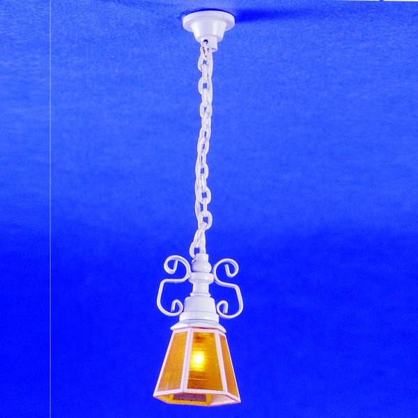 WHITE FILIGREE FOYER LAMP