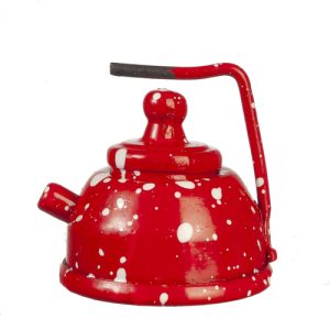 RED SPATTERWARE TEAPOT