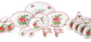 TEA SET/35pcs/RED ROSES