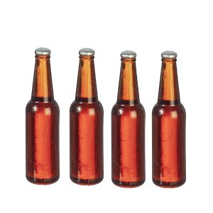 BROWN BEER BOTTLES/SET/4