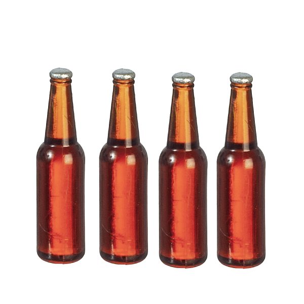 BROWN BEER BOTTLES/SET/4