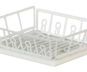 WHITE DISH DRAINER W/MAT