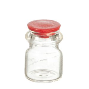 GLASS JAR WITH RED LID