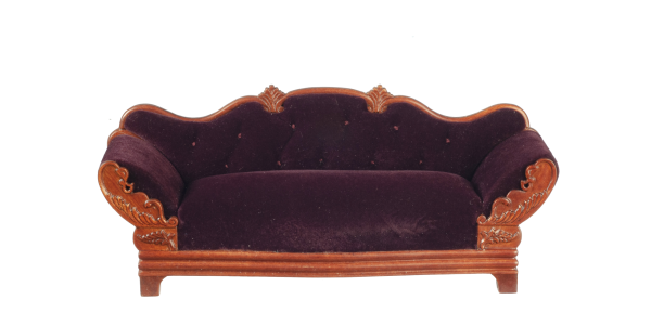 VICTORIAN SOFA/RED/WALNUT