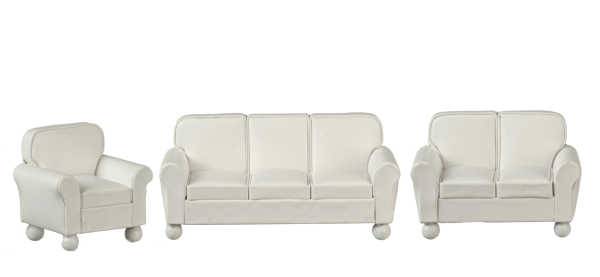 RS LEATHER SOFA SET/3/CR