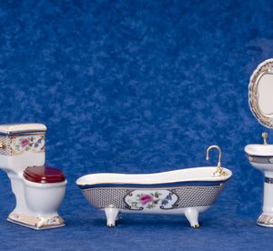BATH SET/4/GOLD/FLORAL/CS