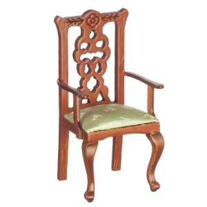 SIDE CHAIR/WALN/LT.GREEN