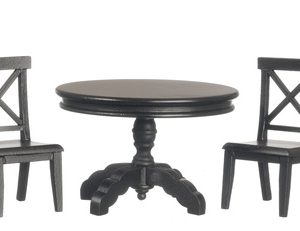 BLACK PED.TABLE/2 CHAIRS