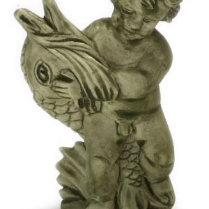 ANGEL W/FISH STATUE/GREEN
