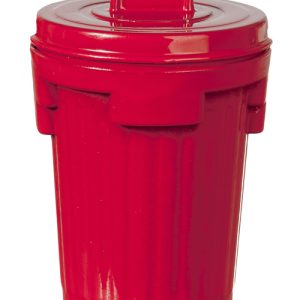 METAL GARBAGE CAN/RED