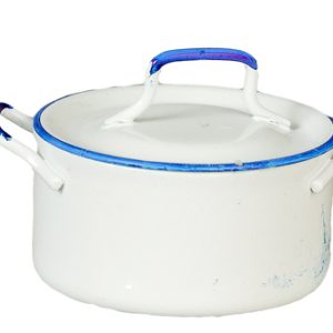 WHITE POT W/2 HANDLES