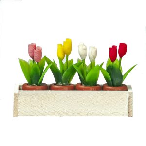 WINDOW BOX W /TULIPS/WHI^