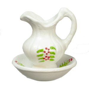 PITCHER & BOWL/FLWRS/WH