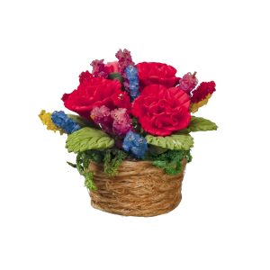 RED CARNATIONS IN BASKET