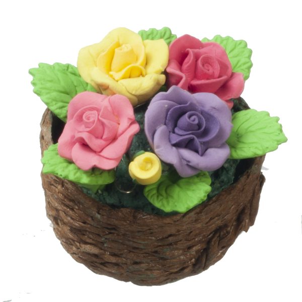 PASTEL ROSES IN BASKET