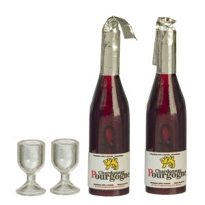 2 WINE BOTTLES/2 GLASSES