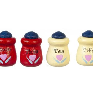 CANISTER SET/4/RED/WHITE