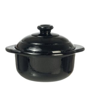 LARGE BLACK POT W/LID