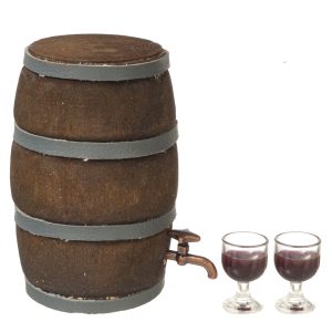 WINE BARREL W/GLASSES