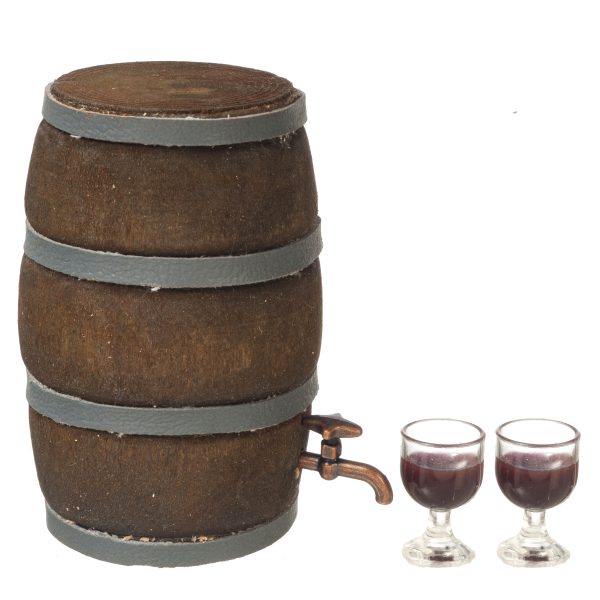 WINE BARREL W/GLASSES