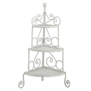 CORNER SHELF/WHITE METAL