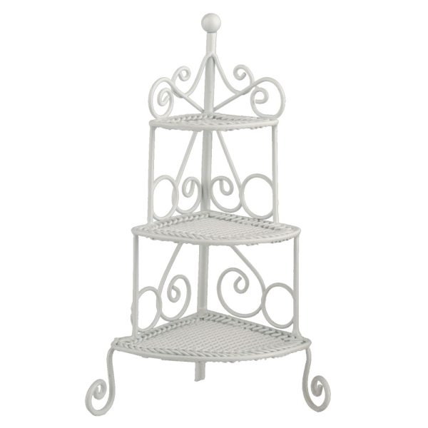 CORNER SHELF/WHITE METAL