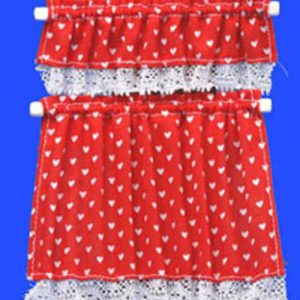 COTTAGE CURT/HEARTS/RED