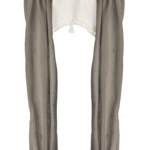 CURTAINS/GREY W/WHT SHADE