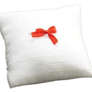 PILLOW/WHITE/RED BOW