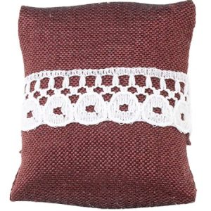PILLOW/BURGUNDY WHT LACE