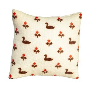 PILLOW/WHITE W/BRWN DUCKS