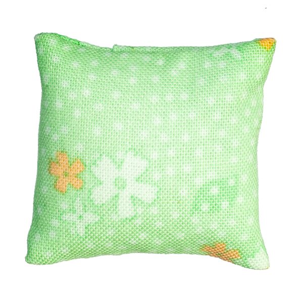 Pillow/Grn/Flwrs/PolkaDot
