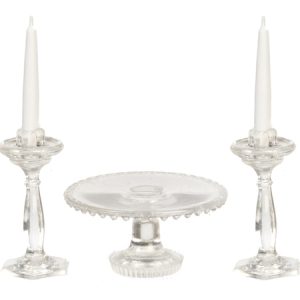 CAKE PLATE/2 CANDLESTICKS