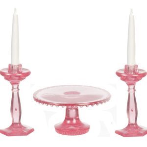 CAKE PLATE/2 CANDLESTICKS