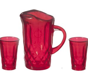 PITCHER/4 TUMBLERS/RUBY