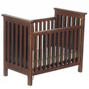 SLATTED CRIB/WALNUT/BLUE