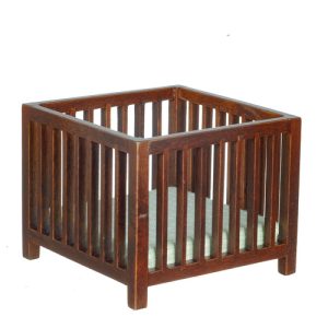 SLATTED PLAYPEN/WALNUT/BL