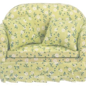 SOFA W/GREEN FLORAL FAB.