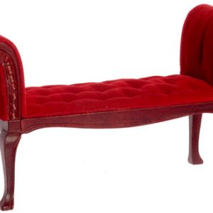 SETTEE W/RED VELOUR/MAHOG