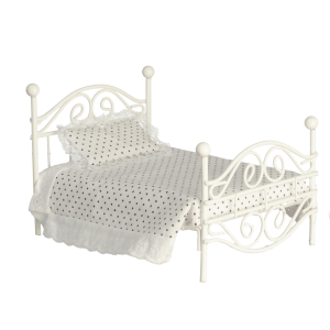 WHITE METAL BED/CB