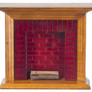 FIREPLACE W/BRICKS/WALNUT