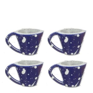 BLUE SPATTER CUPS/SET/4