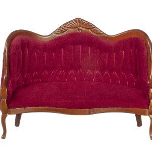 VICTORIAN SOFA/RED/WALNUT