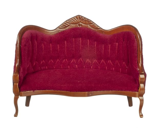 VICTORIAN SOFA/RED/WALNUT